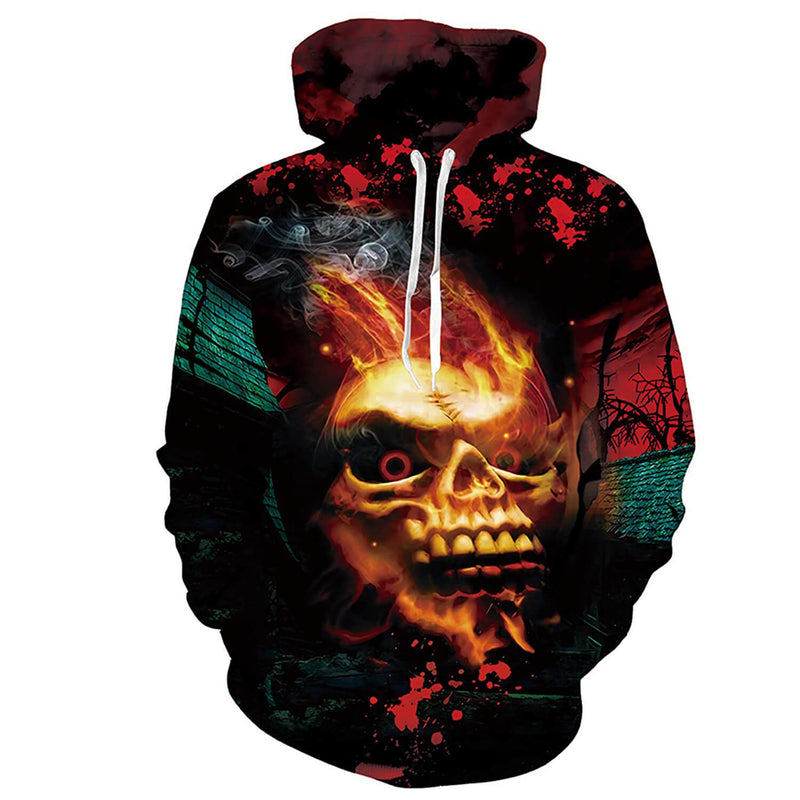 Stylish Fire Skull Hoodie