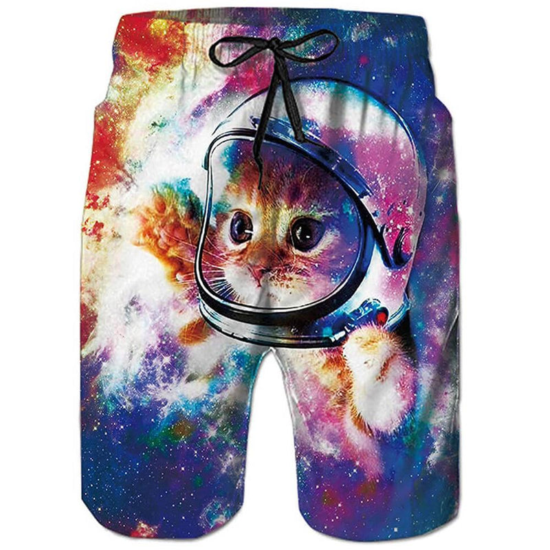 Space Astronaut Cat Funny Swim Trunks