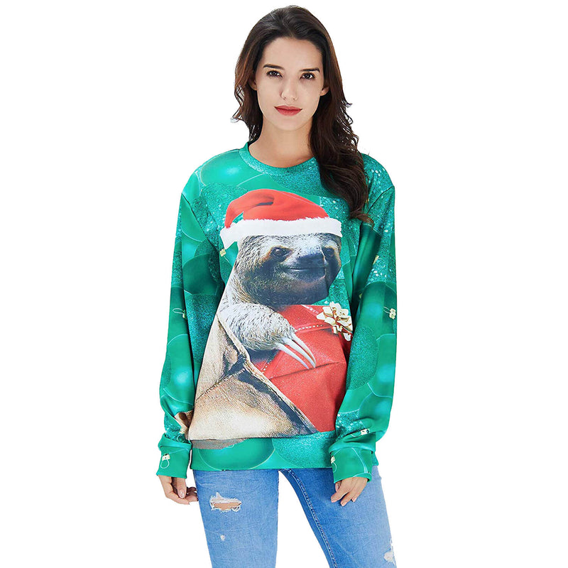 Green Sloth Hat Ugly Christmas Sweater