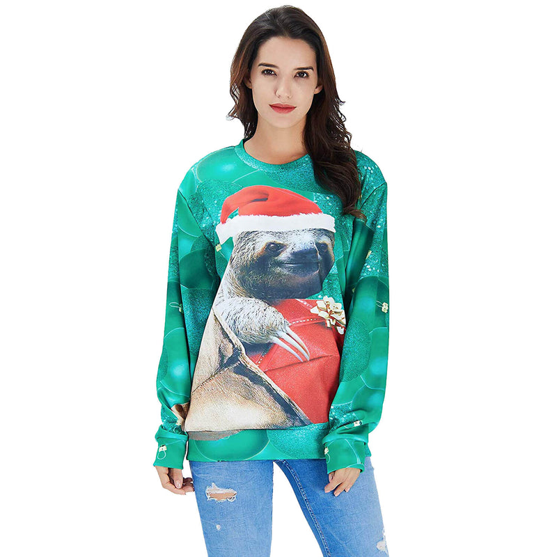 Green Sloth Hat Ugly Christmas Sweater