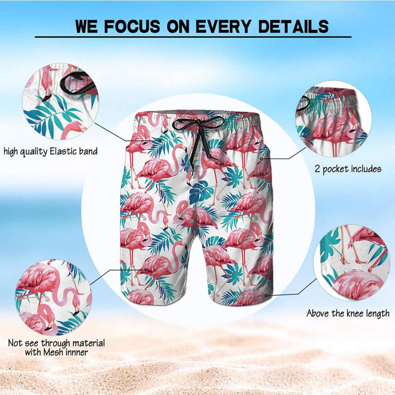 Pink Flamingo Funny Swim Trunk