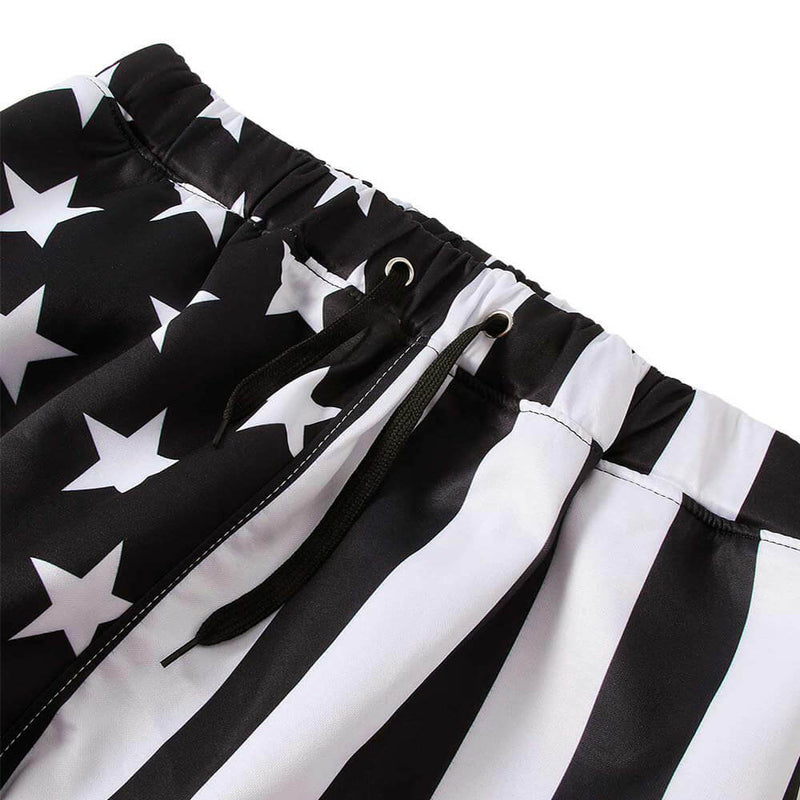 Graphic White Black American Flag Joggers