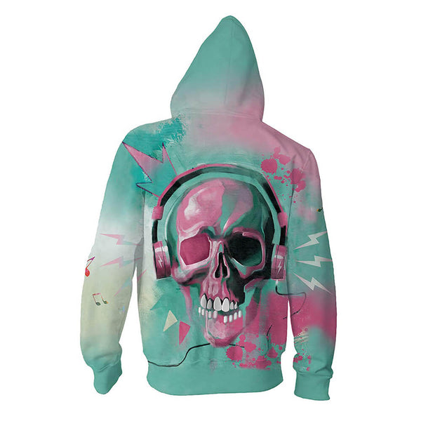 Music Skull Zip Up Jacket