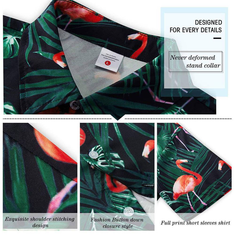 Green Palm Leaf Flamingo Funny Hawaiian Shirt