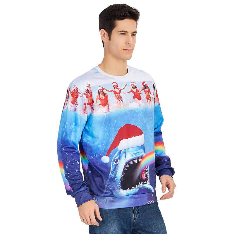 Rainbow Shark Ugly Christmas Sweater