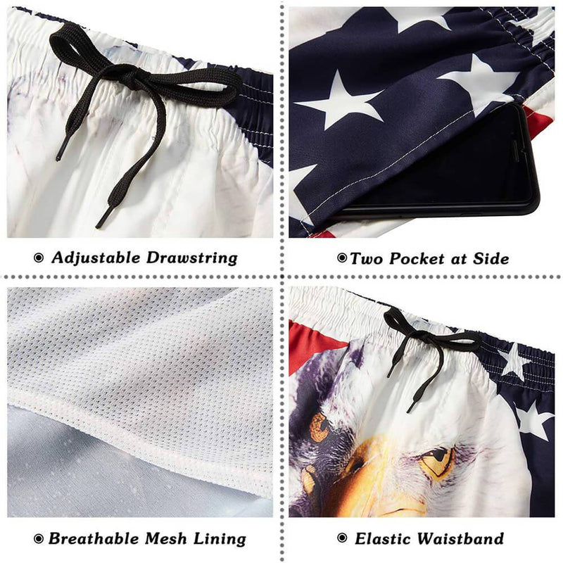 American Flag Eagle Funny Swim Trunks