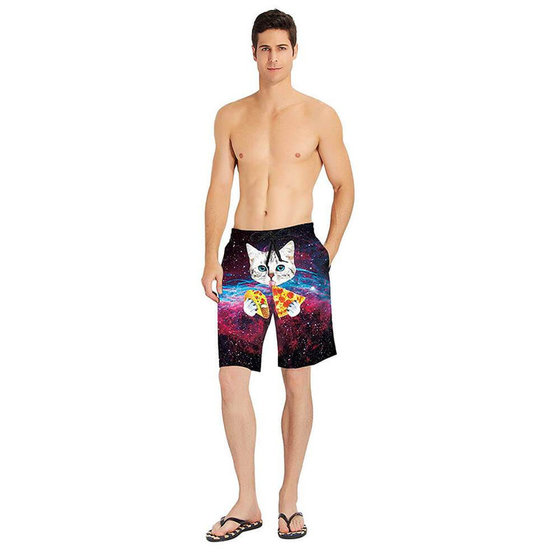 Pizza Taco Cat Funny Swim Trunks