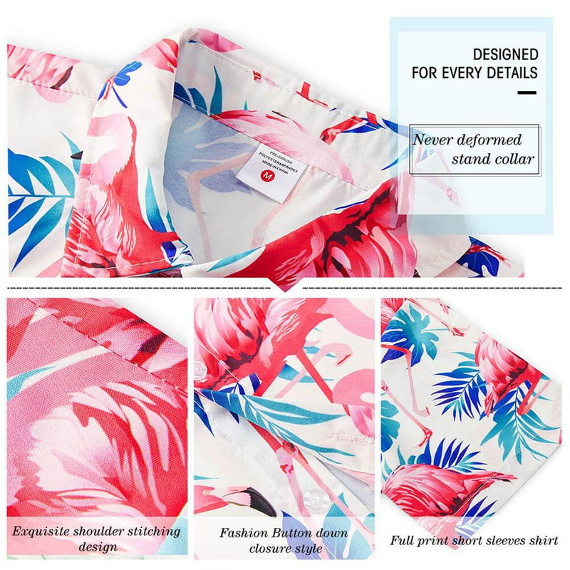 Pink Flamingo Ugly Hawaiian Shirt with Palm Leaf