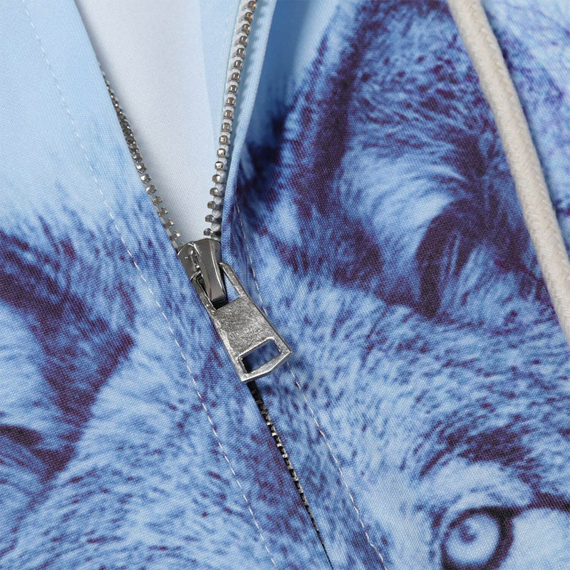 Snow Forest Wolf Zip Up Funny Hoodie