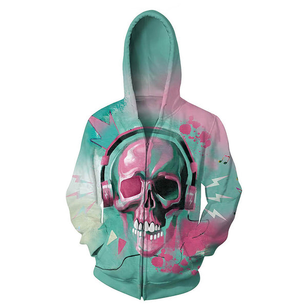 Music Skull Zip Up Jacket