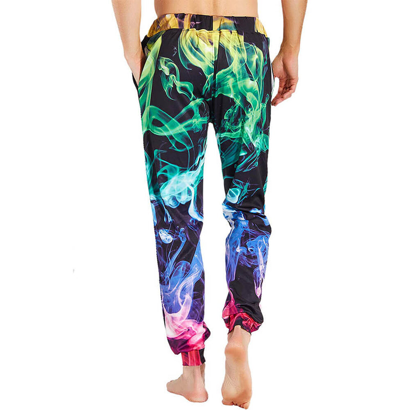 Graphic Colorful Fire Smoke Joggers