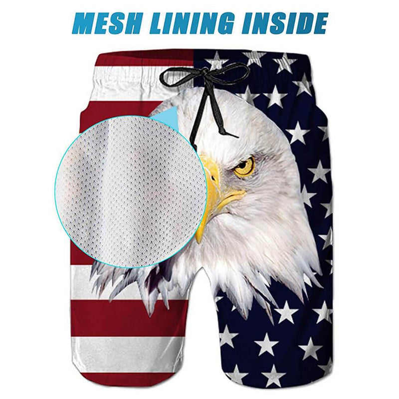 American Flag Eagle Funny Swim Trunks