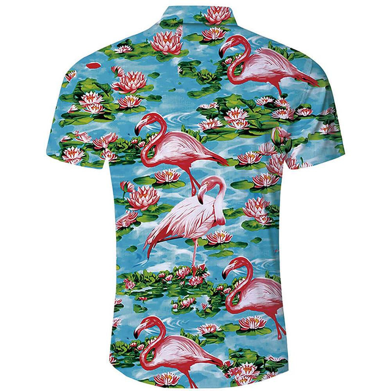 Lotus Pink Flamingo Ugly Hawaiian Shirt