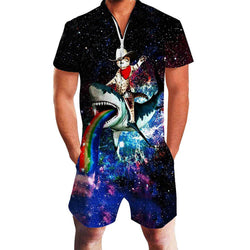 Cat Riding Shark One Piece Male Romper