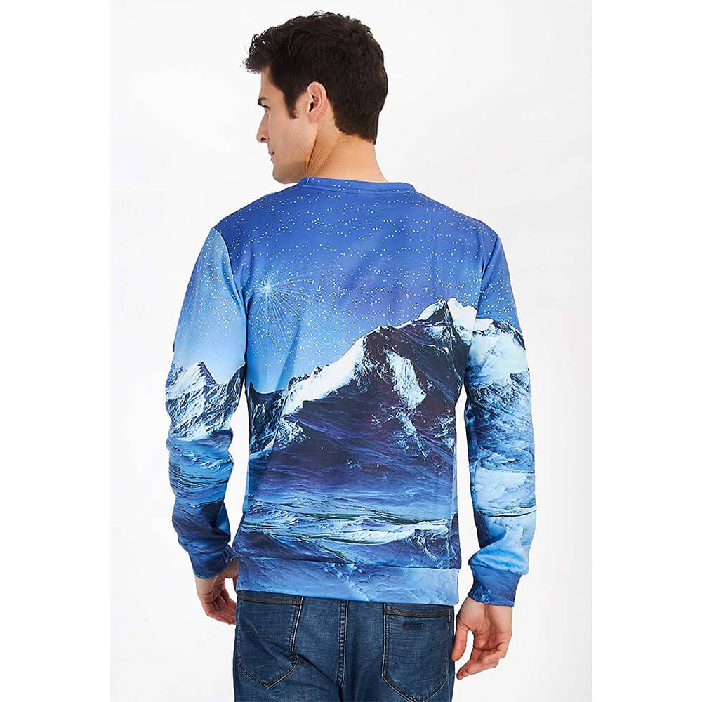 Blauer hässlicher Weihnachtspullover mit Dinosaurier