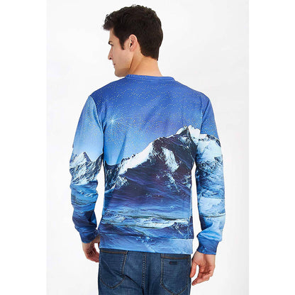 Blauer hässlicher Weihnachtspullover mit Dinosaurier
