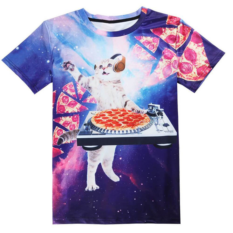 Pizza Dj Cat Funny Tee