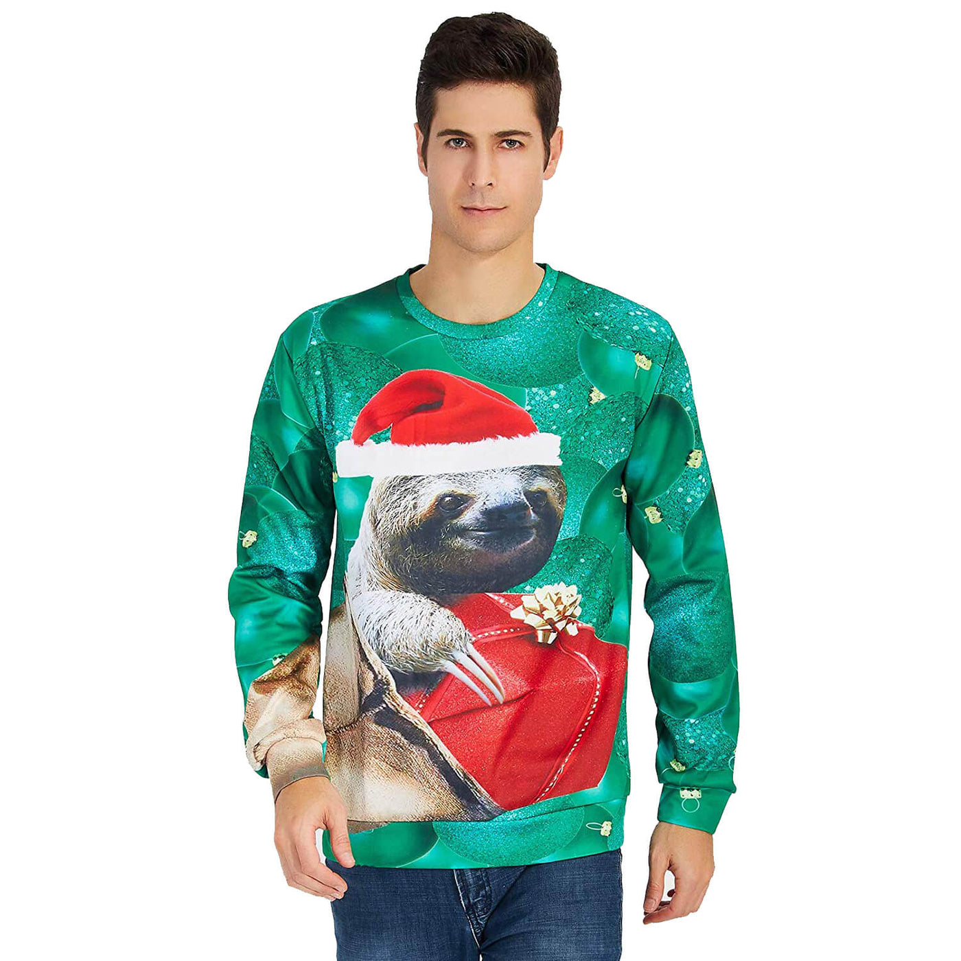 D F Green Sloth Hat Ugly Christmas Sweater 3XL Green