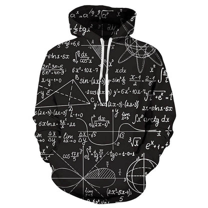Zwarte hoodie met wiskundige prints