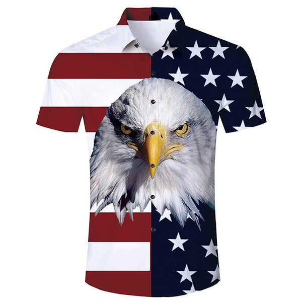 Funny American Flag Eagle Hawaiian Shirt