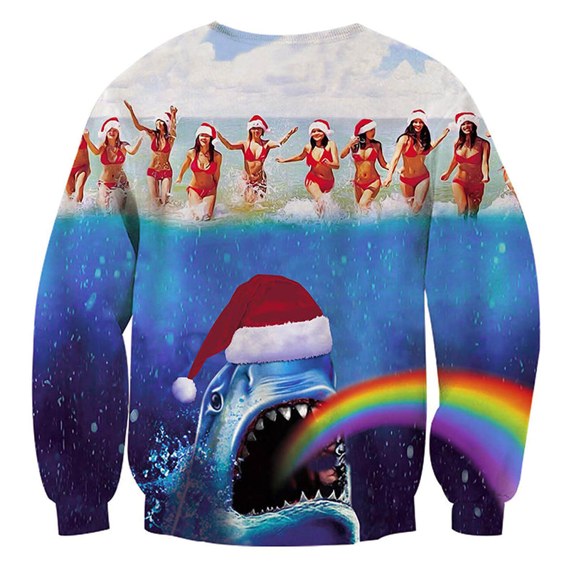 Rainbow Shark Ugly Christmas Sweater