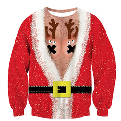 Hairy Chest Reindeer Ugly Christmas Sweater