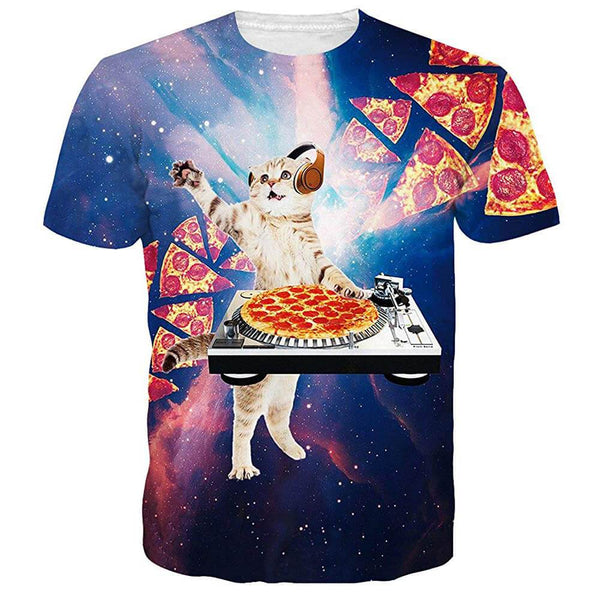 Pizza Dj Cat Funny Tee