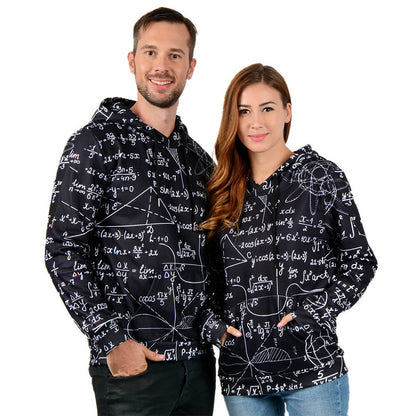 Zwarte hoodie met wiskundige prints
