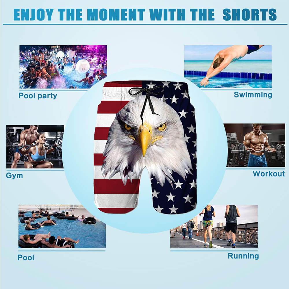 Lustige Badehose mit amerikanischer Flagge und Adler