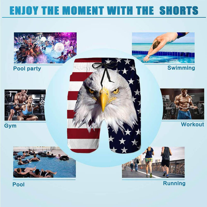 American Flag Eagle Funny Swim Trunks