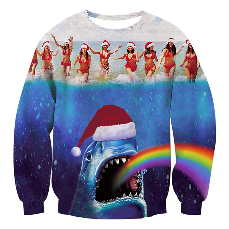 Rainbow Shark Ugly Christmas Sweater