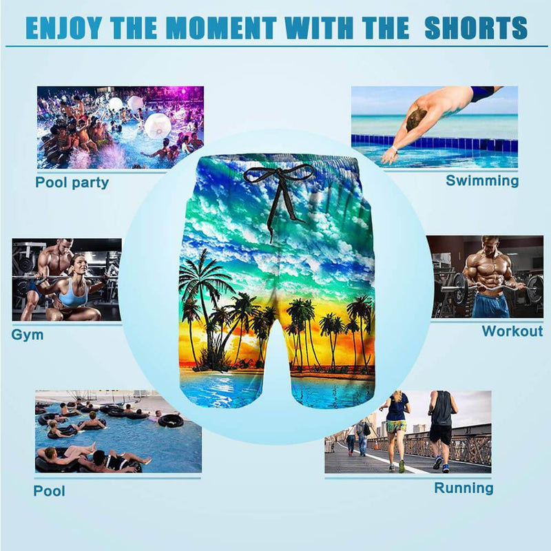 Hawaii Sunset Funny Swim Trunks