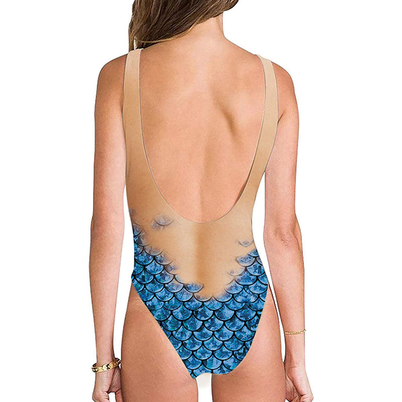 Blue Mermaid Ugly One Piece Bathing Suit – D&F Clothing