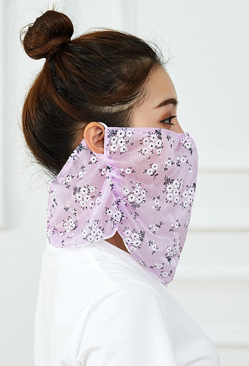 Flowers Face Bandana With Earloops