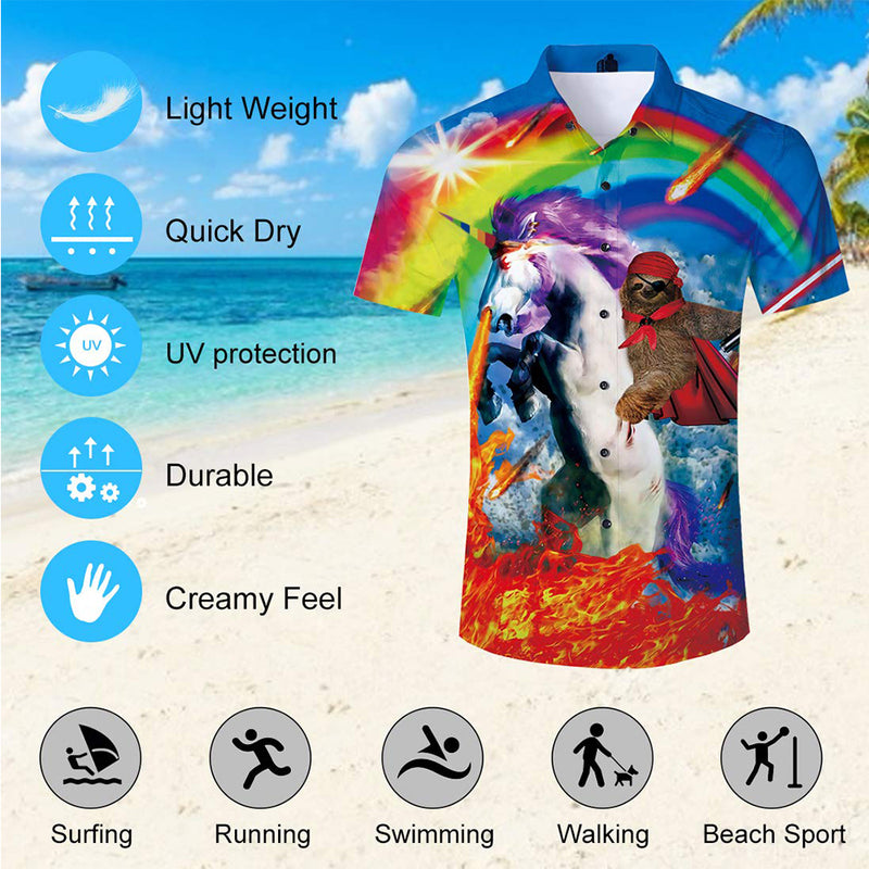 Sloth Riding Unicorn Funny Hawaiian Shirt