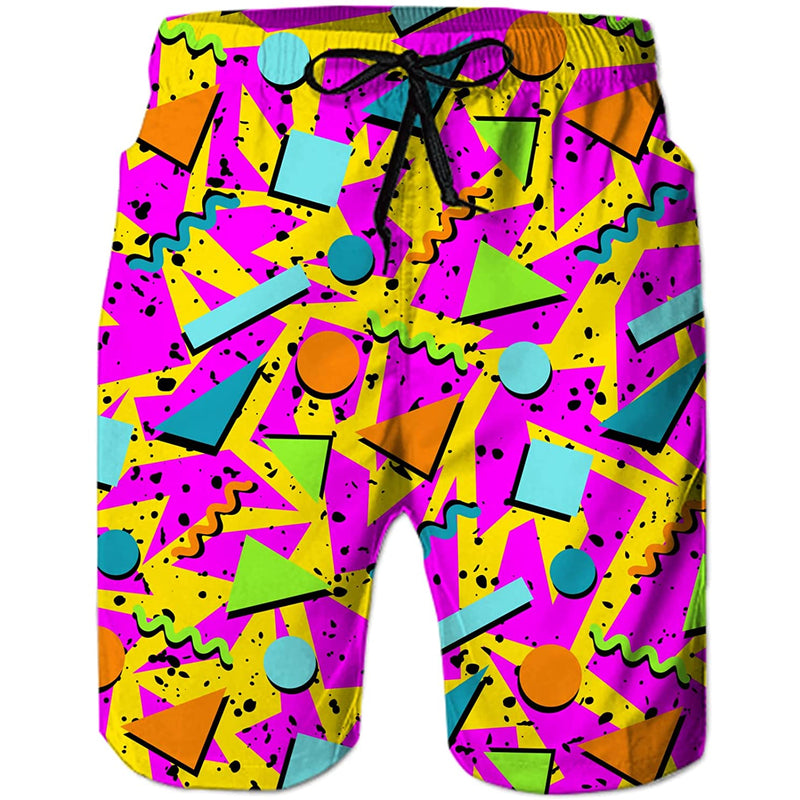 80s Pink Funny Swim Trunks