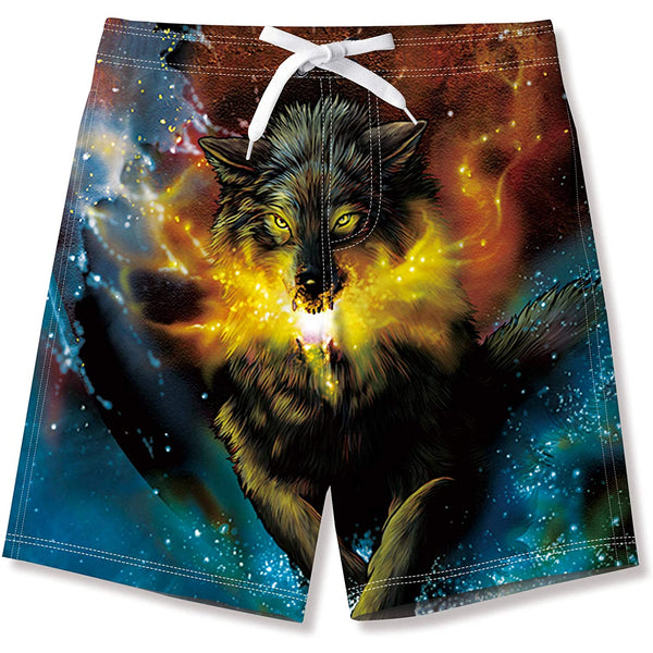 Sparky's Wolf Funny Boy Swim Trunk