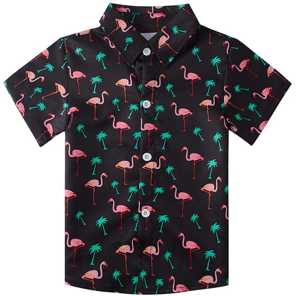 Palm Tree Flamingos Funny Toddler Hawaiian Shirt