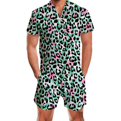 Hawaii Flower Leopard Male Romper