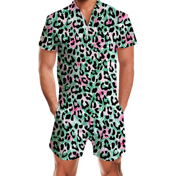 Hawaii Flower Leopard Male Romper