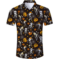 Halloween Pumpkins Skeleton Funny Hawaiian Shirt
