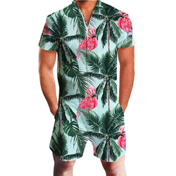 Coconut Tree Flamingo Male Romper