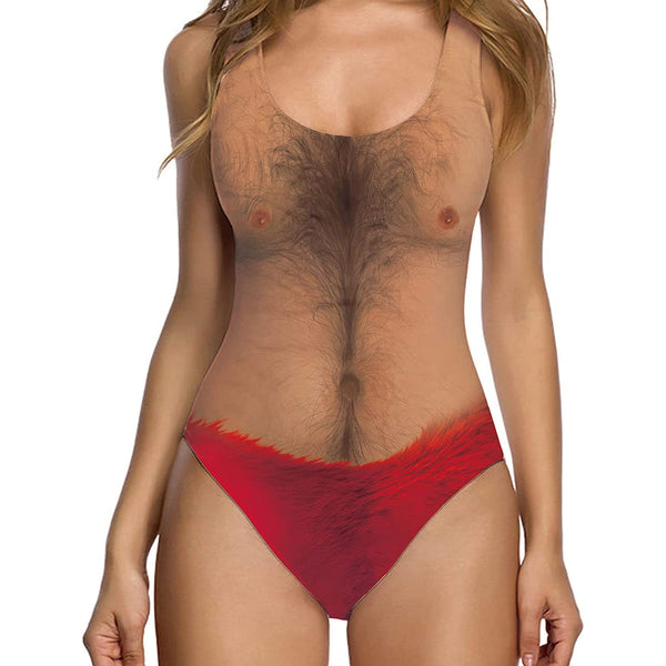 Hairy Chest Red Underwear Ugly One Piece Swimsuit