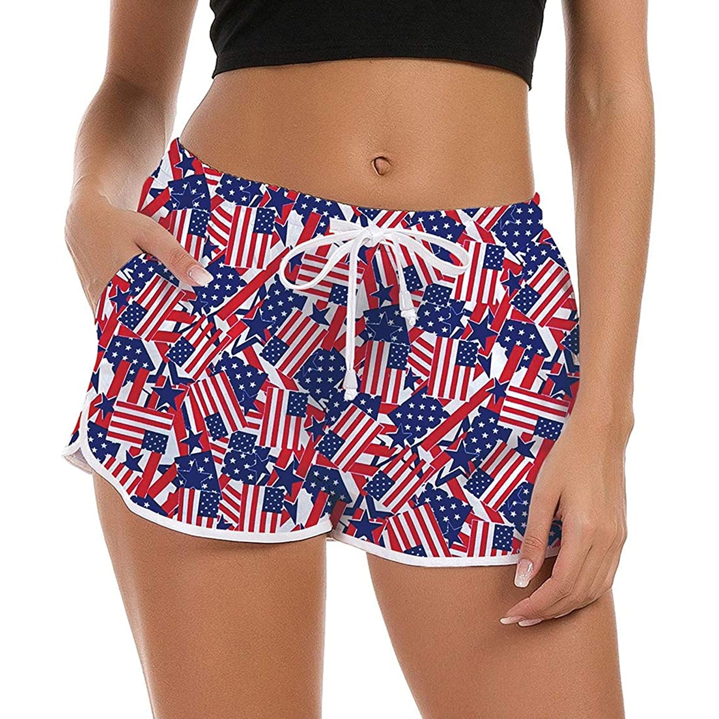 Lustige Boardshorts mit USA-Flagge für Damen