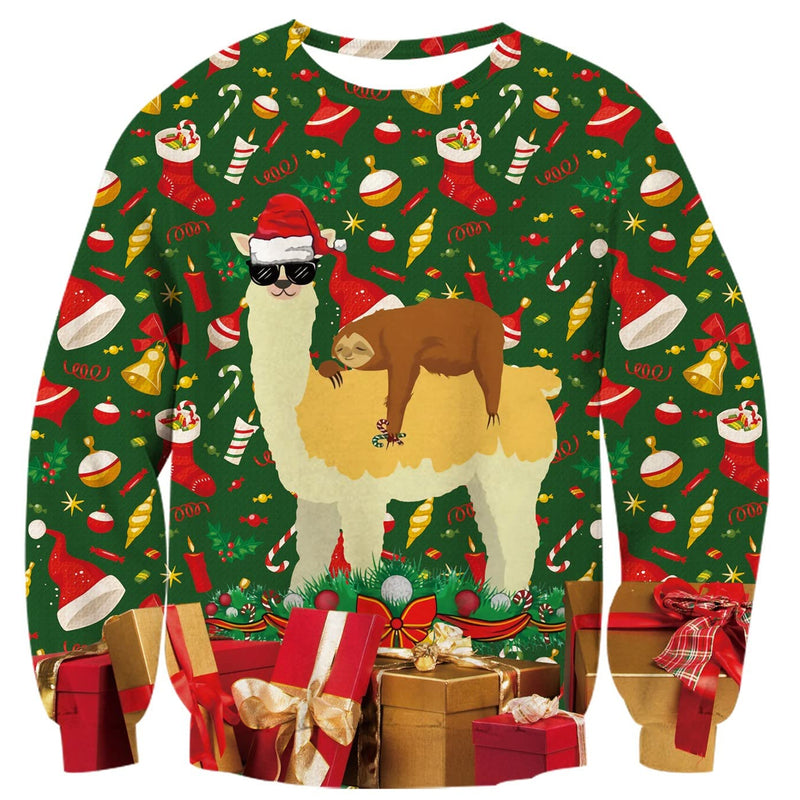 Sloth Llama Ugly Christmas Sweater