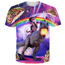 Cowboy Cat Spitfire Dinosaurus Grappig T-shirt