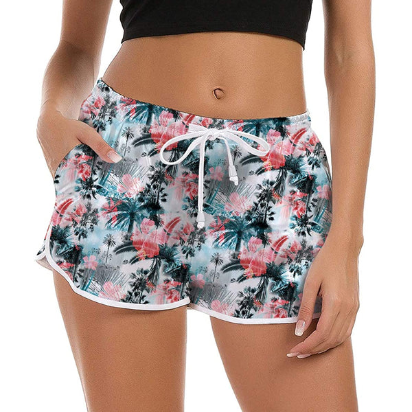 Flowers Palm Tree Funny Board Shorts for Women