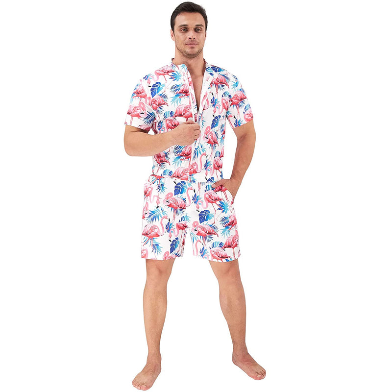 Flamingos White Male Romper