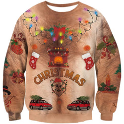 Bulbs Hairy Chest Ugly Christmas Sweater