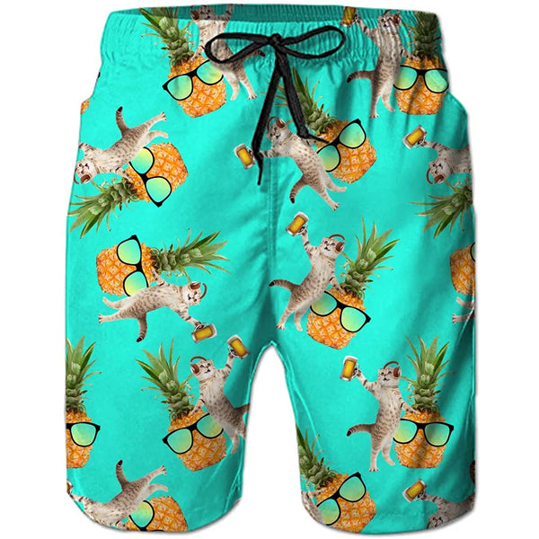 Music Cat Pineapple Funny Swim Trunks